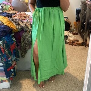 & Other Stories linen-blended green skirt